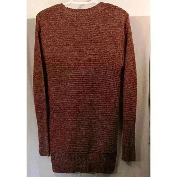 Nine West Women's XS Ribbed Reddish Brown Metalic Sheen Tunic Style Sweater NWT! - Picture 4 of 6